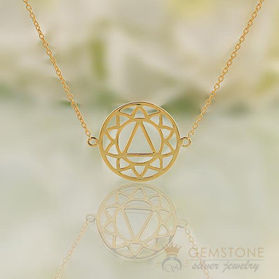 14KT YELLOW GOLD -SOLAR PLEXUS CHAKRA NECKLACE - Gemstone Silver Jewelry
