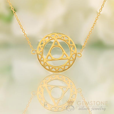 14KT YELLOW GOLD -THROAT CHAKRA NECKLACE - Gemstone Silver Jewelry
