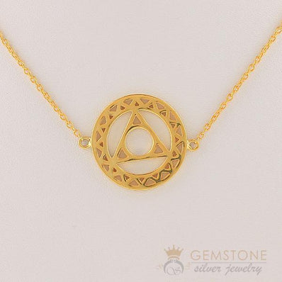 14KT YELLOW GOLD -THROAT CHAKRA NECKLACE - Gemstone Silver Jewelry