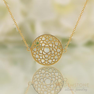 14KT YELLOW GOLD -CROWN CHAKRA NECKLACE - Gemstone Silver Jewelry
