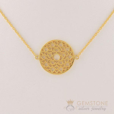 14KT YELLOW GOLD -CROWN CHAKRA NECKLACE - Gemstone Silver Jewelry