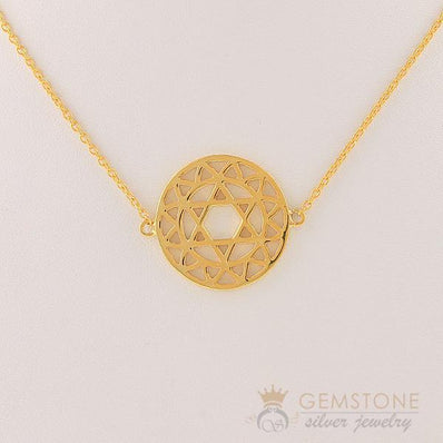 14KT YELLOW GOLD -HEART CHAKRA NECKLACE - Gemstone Silver Jewelry