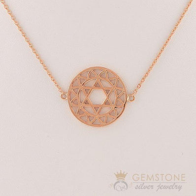 14KT ROSE GOLD -HEART CHAKRA NECKLACE - Gemstone Silver Jewelry