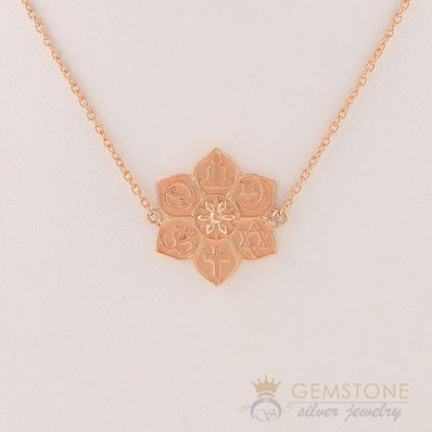 14KT ROSE GOLD -COEXIST IN HARMONY CHAKRA NECKLACE - Gemstone Silver Jewelry