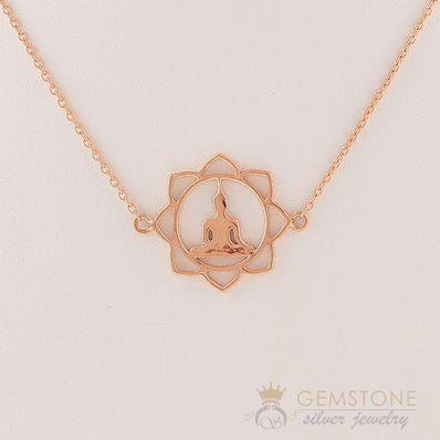 14KT ROSE GOLD -BUDDHA GOOD KARMA CHAKRA NECKLACE - Gemstone Silver Jewelry