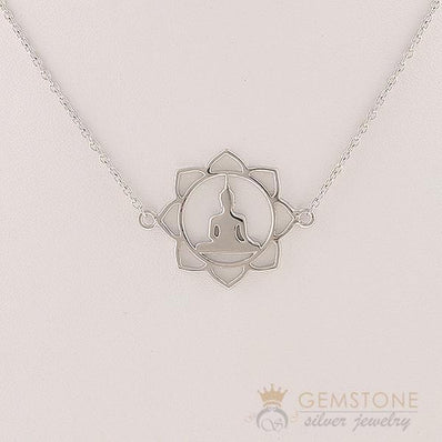 925 STERLING SILVER -BUDDHA GOOD KARMA CHAKRA NECKLACE - Gemstone Silver Jewelry