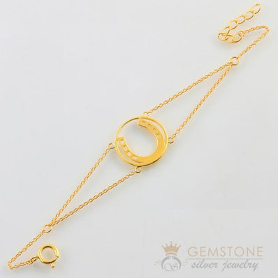 14KT YELLOW GOLD -HORSESHOE GOOD KARMA CHAKRA BRACELET - Gemstone Silver Jewelry