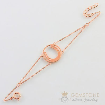 14KT ROSE GOLD -HORSESHOE GOOD KARMA CHAKRA BRACELET - Gemstone Silver Jewelry