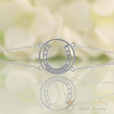 925 STERLING SILVER -HORSESHOE GOOD KARMA CHAKRA BRACELET - Gemstone Silver Jewelry