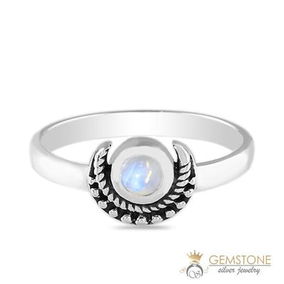 Moonstone Ring-Artistic Crescent