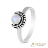 Moonstone Ring-Artistic Crescent