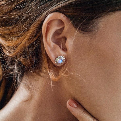 Moonstone Studs-Mighty Waves