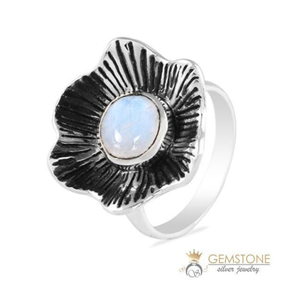 Moonstone Ring-Blossom Bliss