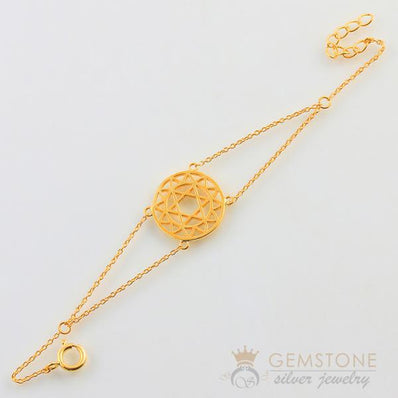 14KT YELLOW GOLD -HEART CHAKRA BRACELET - Gemstone Silver Jewelry