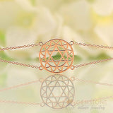 14KT ROSE GOLD -HEART CHAKRA BRACELET - Gemstone Silver Jewelry