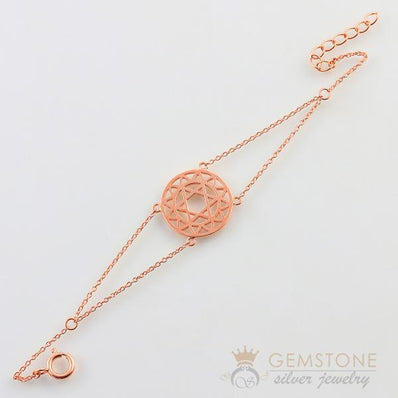 14KT ROSE GOLD -HEART CHAKRA BRACELET - Gemstone Silver Jewelry
