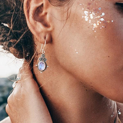 Moonstone Earring-Stardust Sigil - Gemstone Silver Jewelry