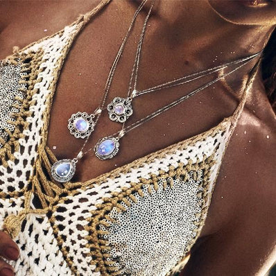 Moonstone Pendant-Moon Drop - Gemstone Silver Jewelry