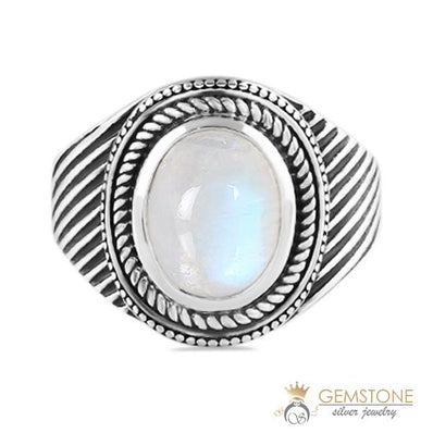 Moonstone Ring-Silver Moon