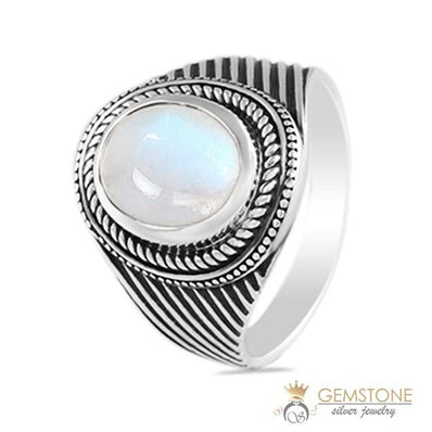 Moonstone Ring-Silver Moon
