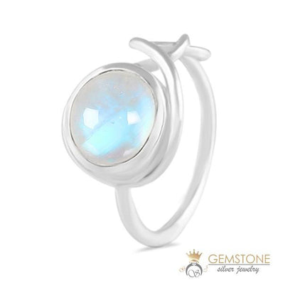 Moonstone Ring-Intertwined Moon