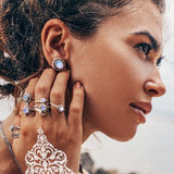 Moonstone Studs-Braided Dewdrop - gemstonesilverjewelryus