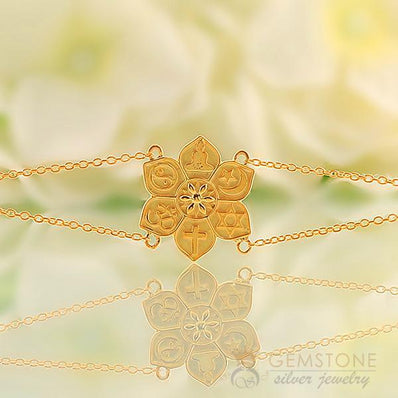 14KT YELLOW GOLD -COEXIST IN HARMONY CHAKRA BRACELET - Gemstone Silver Jewelry