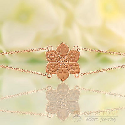 14KT ROSE GOLD -COEXIST IN HARMONY CHAKRA BRACELET - Gemstone Silver Jewelry