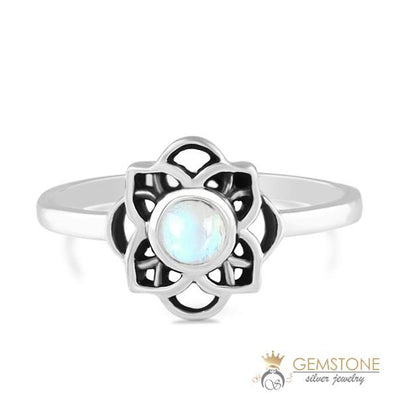 Moonstone Ring-Celtic Flower