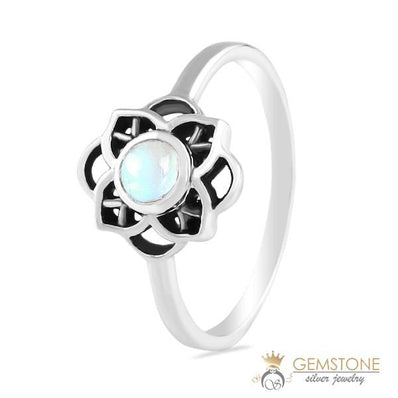 Moonstone Ring-Celtic Flower