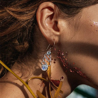 Moonstone Earring-Startling Warp - Gemstone Silver Jewelry