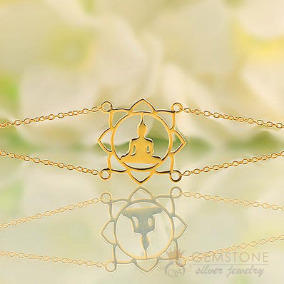 14KT YELLOW GOLD -BUDDHA GOOD KARMA CHAKRA BRACELET - Gemstone Silver Jewelry