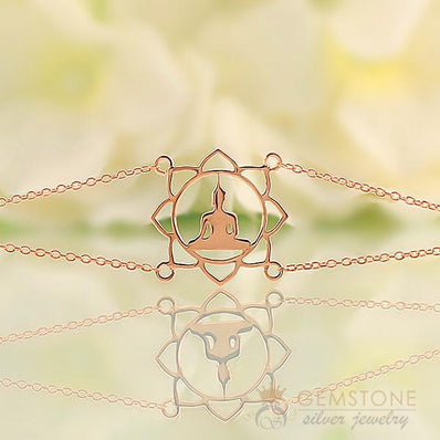 14KT ROSE GOLD -BUDDHA GOOD KARMA CHAKRA BRACELET - Gemstone Silver Jewelry