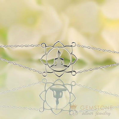925 STERLING SILVER -BUDDHA GOOD KARMA CHAKRA BRACELET - Gemstone Silver Jewelry