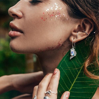 Moonstone Earring-Midnight Forest - Gemstone Silver Jewelry