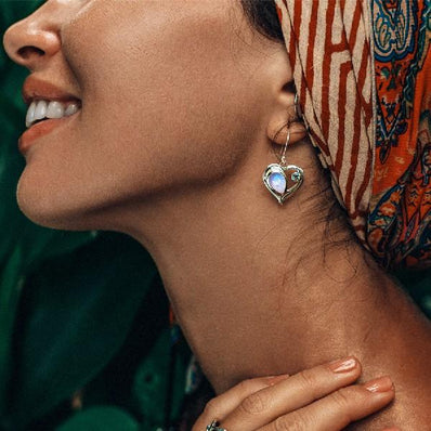 Moonstone Earring-Cosmic Love - Gemstone Silver Jewelry