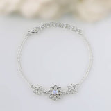 Moonstone Bracelet-Rainbow Flowers - gemstonesilverjewelryus