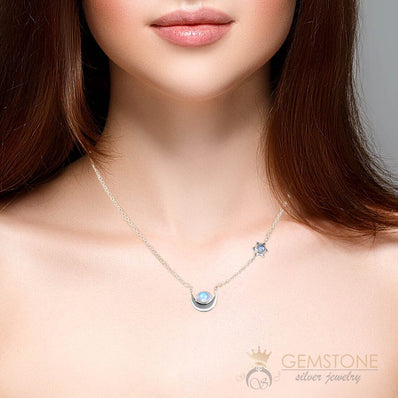 Moonstone Necklace-Vista Sky - gemstonesilverjewelryus