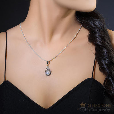 Moonstone Pendant-Enchanting Poem - Gemstone Silver Jewelry