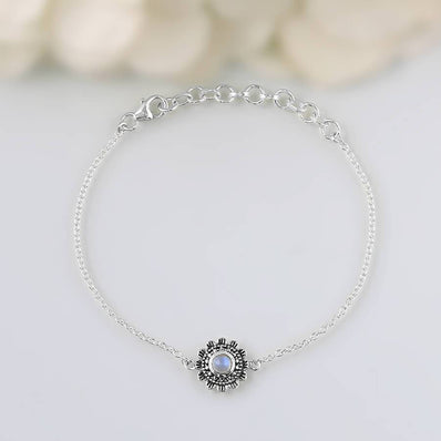 Moonstone Bracelet-Moonflower - gemstonesilverjewelryus