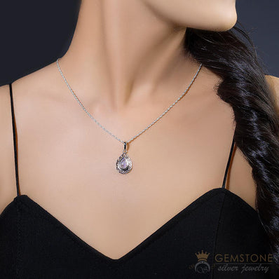 Moonstone Pendant-Tender Dewdrop - Gemstone Silver Jewelry