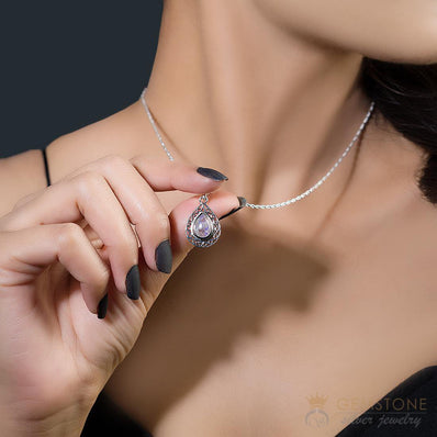 Moonstone Pendant-Tender Dewdrop - Gemstone Silver Jewelry
