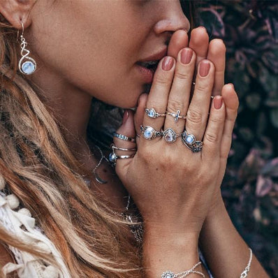 Moonstone Earring-Braided Mermaid - Gemstone Silver Jewelry