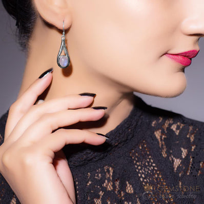 Moonstone Earring-Azure Beauty - Gemstone Silver Jewelry