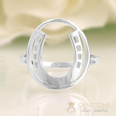925 STERLING SILVER -HORSESHOE GOOD KARMA CHAKRA RING - Gemstone Silver Jewelry
