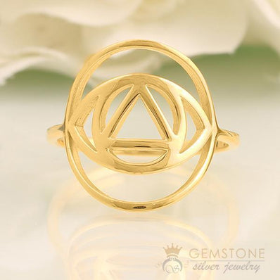 14KT YELLOW GOLD -BROW CHAKRA RING - Gemstone Silver Jewelry