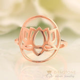 14KT ROSE GOLD -LOTUS GOOD KARMA CHAKRA RING - Gemstone Silver Jewelry