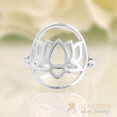 925 STERLING SILVER -LOTUS GOOD KARMA CHAKRA RING - Gemstone Silver Jewelry