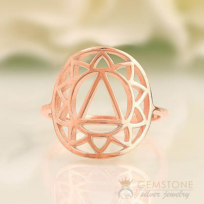 14KT ROSE GOLD -SOLAR PLEXUS GOOD KARMA CHAKRA RING - Gemstone Silver Jewelry
