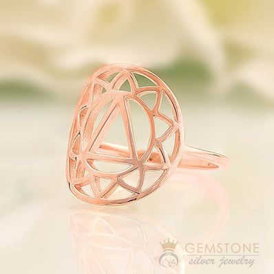 14KT ROSE GOLD -SOLAR PLEXUS GOOD KARMA CHAKRA RING - Gemstone Silver Jewelry